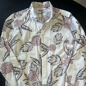 Ted Baker White and Black Floral Men's Shirt